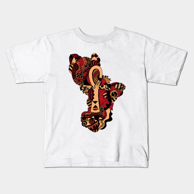 Red and Cream Horus Ankh Kids T-Shirt by kenallouis